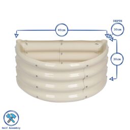 Harbour Housewares Raised Garden Beds - 2x Semi-Circle Bottomless Galvanised Steel Planter 60 x 30cm in Ivory - Size: 60 x 30 cm - thumbnail 3