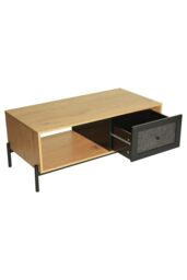 Rattan Living Room Coffee Table with Storage in Brown - thumbnail 7