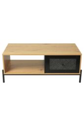 Rattan Living Room Coffee Table with Storage in Brown - thumbnail 4