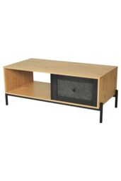 Rattan Living Room Coffee Table with Storage in Brown - thumbnail 6