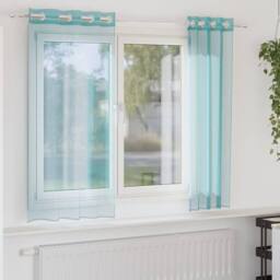 Berkfield Home Voile Curtains with Grommets 2 pcs Turquoise - thumbnail 2