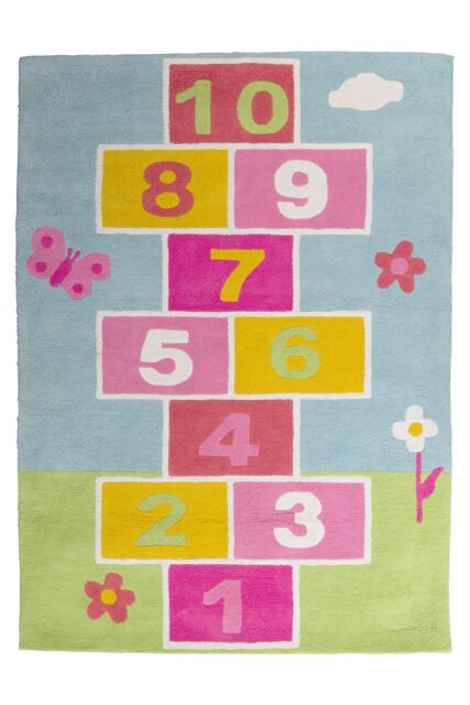 Orsina Colourful Kids Hopscotch Rug, Hand-Tufted Cotton Play Rug For Bedroom, Game Rug For Children's Room - Size: 100 cm diameter - image 1