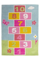 Orsina Colourful Kids Hopscotch Rug, Hand-Tufted Cotton Play Rug For Bedroom, Game Rug For Children's Room - Size: 100 cm diameter - thumbnail 1