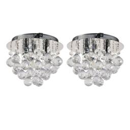 First Choice Lighting Set of 2 Myriad - Jewelled Droplet Chrome Flush Ceiling Lights in Silver - thumbnail 1
