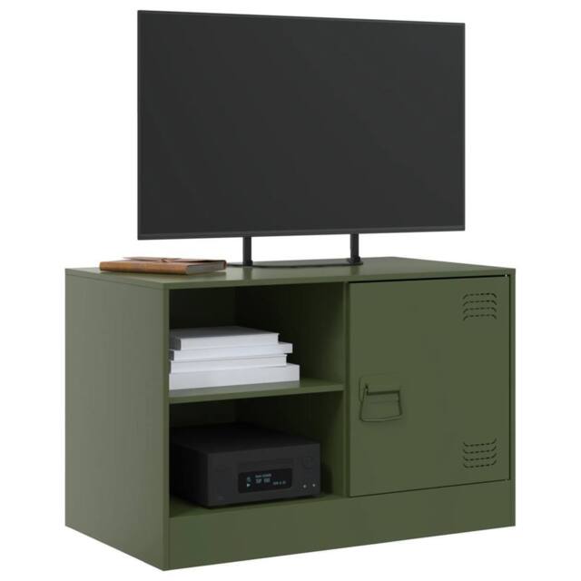 Berkfield Home TV Cabinets 2 pcs Olive Green 67x39x44 cm Steel - Size: 67 x 39 x 44 cm - image 1