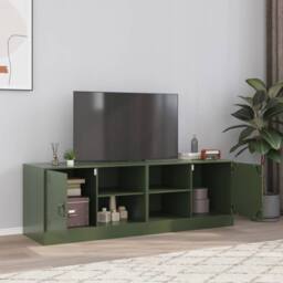 Berkfield Home TV Cabinets 2 pcs Olive Green 67x39x44 cm Steel - Size: 67 x 39 x 44 cm - thumbnail 2