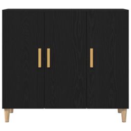 Berkfield Home Black Oak Sideboard 90x34x80 cm Made from Engineered Wood - Size: 90 x 34 x 80 cm - thumbnail 7