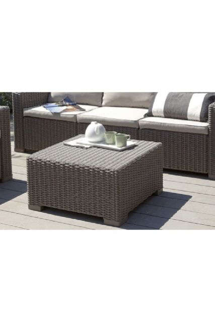 Mint Outdoor Keter California Taupe Rattan Coffee Table 68 x 68cm in Beige - Size: 68 x 68 cm - image 1