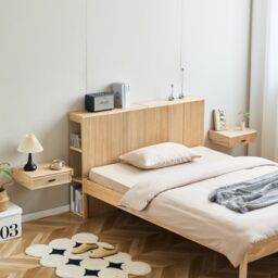 Nordlys Bedside Table Night Suspended in Wood Drawer in Brown - thumbnail 9
