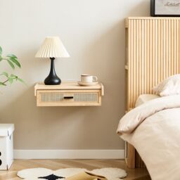 Nordlys Bedside Table Night Suspended in Wood Drawer in Brown - thumbnail 3
