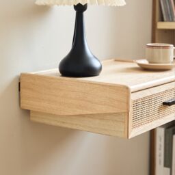 Nordlys Bedside Table Night Suspended in Wood Drawer in Brown - thumbnail 6