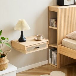Nordlys Bedside Table Night Suspended in Wood Drawer in Brown - thumbnail 2
