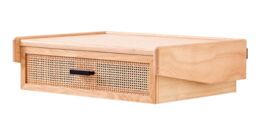 Nordlys Bedside Table Night Suspended in Wood Drawer in Brown - thumbnail 1