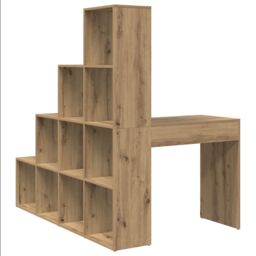 Berkfield Home Corner Desk with Shelf with Storage Artisan oak 101.5 x 149.5 x 149.5 cm in Brown - thumbnail 6