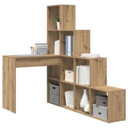 Berkfield Home Corner Desk with Shelf with Storage Artisan oak 101.5 x 149.5 x 149.5 cm in Brown - thumbnail 3