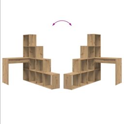 Berkfield Home Corner Desk with Shelf with Storage Artisan oak 101.5 x 149.5 x 149.5 cm in Brown - thumbnail 9