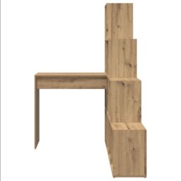 Berkfield Home Corner Desk with Shelf with Storage Artisan oak 101.5 x 149.5 x 149.5 cm in Brown - thumbnail 4