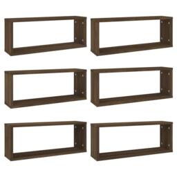 Berkfield Home Wall Cube Shelves 6 pcs Brown Oak 60x15x23 cm Engineered Wood - Size: 60 x 15 x 23 cm - thumbnail 3
