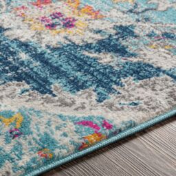 Livabliss Floransa-Vintage Blue Beige Grey Pink Traditional Boho Living Dining Rug - Size: 80 cm x 220 cm - thumbnail 3