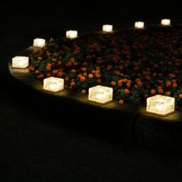 GWSOLAR 4 Pack Solar Lights Glass Brick Lights Auto On/Off IP65 Warm White Garden Solar Lights - thumbnail 5