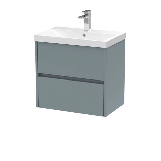 Balterley Chartley 2 Drawer Wall Hung Vanity Basin Unit, Coastal Grey, 600mm in Grey - image 1