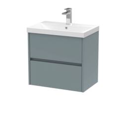 Balterley Chartley 2 Drawer Wall Hung Vanity Basin Unit, Coastal Grey, 600mm in Grey - thumbnail 1