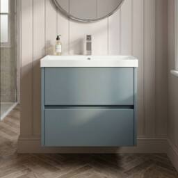 Balterley Chartley 2 Drawer Wall Hung Vanity Basin Unit, Coastal Grey, 600mm in Grey - thumbnail 6