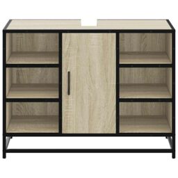 Berkfield Home Bathroom Sink Cabinet Sonoma Oak 80x33x60 cm Engineered Wood in Brown - Size: 80 x 33 x 60 cm - thumbnail 5