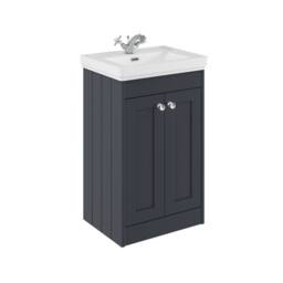 Balterley 500mm Floor Standing 2 Door Unit & Basin 1 Tap Hole - Satin Dark Grey - thumbnail 1