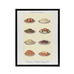 "Artery8 Vegetable Side Dishes Kitchen Decor Mrs Beeton Framed Canvas Wall Art in White - Size: W12"" x H16""" - thumbnail 1