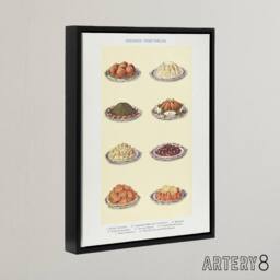 "Artery8 Vegetable Side Dishes Kitchen Decor Mrs Beeton Framed Canvas Wall Art in White - Size: W12"" x H16""" - thumbnail 2