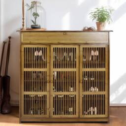 KORVIXA Wooden Shoe Cabinet Rack Stand Cupboard Storage Home Hallway in Natural - Size: 100 cm x 100 cm