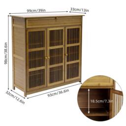 KORVIXA Wooden Shoe Cabinet Rack Stand Cupboard Storage Home Hallway in Natural - Size: 100 cm x 100 cm - thumbnail 2