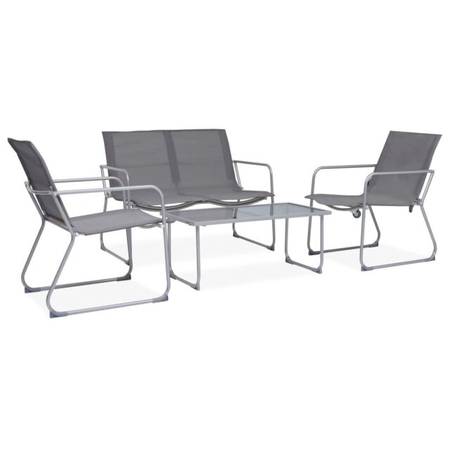 Berkfield Home 4 Piece Garden Lounge Set Fabric & Steel Grey - image 1