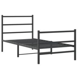 Berkfield Home Metal Bed Frame without Mattress with Footboard¬†Black 90x190cm in Black - Size: 90x190 cm - thumbnail 2