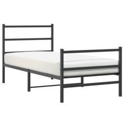 Berkfield Home Metal Bed Frame without Mattress with Footboard¬†Black 90x190cm in Black - Size: 90x190 cm - thumbnail 4