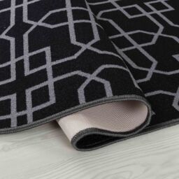 Desire Rugs Anti-Slip Cubed Trellis Design Doormat - Machine Washable for Easy Care in Black - Size: 80 cm x 150 cm - thumbnail 3