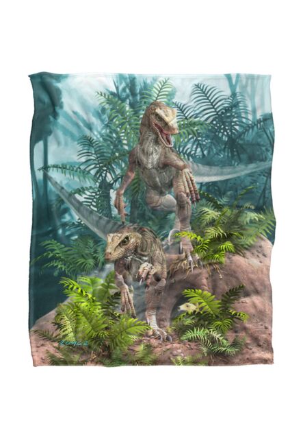 JQ Licensing Royce Mcclure Bad Boy Raptor Dinosaurs Silky Touch Super Soft Throw Blanket 152 X 127 cm in White - image 1