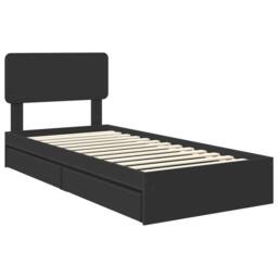 Berkfield Home Storage Bed with Headboard Black 90 x 190 cm Engineered Wood - thumbnail 4