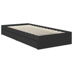 Berkfield Home Storage Bed with Headboard Black 90 x 190 cm Engineered Wood - thumbnail 6