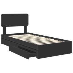 Berkfield Home Storage Bed with Headboard Black 90 x 190 cm Engineered Wood - thumbnail 5