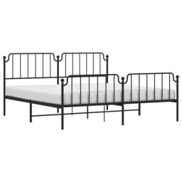 Berkfield Home Metal Bed Frame with Headboard & Footboard Black 193x203 cm - thumbnail 3