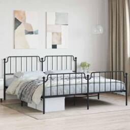 Berkfield Home Metal Bed Frame with Headboard & Footboard Black 193x203 cm - thumbnail 2