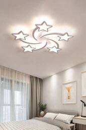 Living and Home Stars Light-adjusted LED 5 Lights Ceiling Light in White