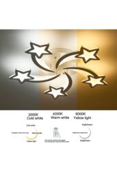 Living and Home Stars Light-adjusted LED 5 Lights Ceiling Light in White - thumbnail 4