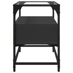 Berkfield Home TV Cabinet with Glass Top Black 60x35x51 cm Engineered Wood - Size: 60 x 35 x 51 cm - thumbnail 5