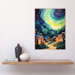 Artery8 Northern Lights Over Dawson City Yukon Territory Canada Watercolour Painting Unframed Wall Art Print Poster Home Decor Premium - thumbnail 4