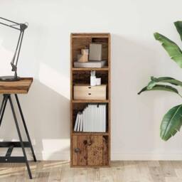 Berkfield Home Durable Bookcase Old Wood 31x24x102 cm Engineered Wood in Brown - Size: 31 x 24 x 102 cm - thumbnail 1