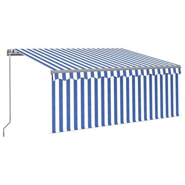 Berkfield Home Manual Retractable Awning with Blind&LED 3x2.5m Blue&White in Blue - image 1