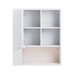 FORGEVIO Wall-Mounted Bathroom Cabinet White with LED Lights Storage Door - thumbnail 1